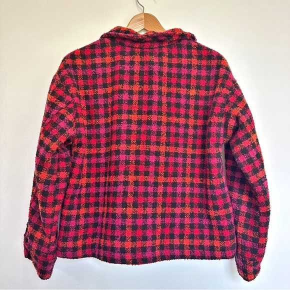 Sanctuary The Shacket Roller Plaid Jacket Button Red Pink Black Large Revolve - Picture 4 of 9